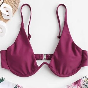 NEW ZAFUL Monowire Bikini Top Women’s SZ US Small 4 Dark Red Beach Resort